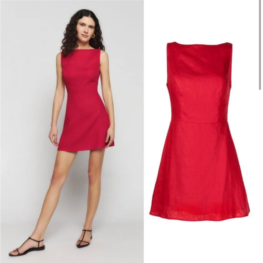 Reformation Zenni red Linen Dress size 4 NWT